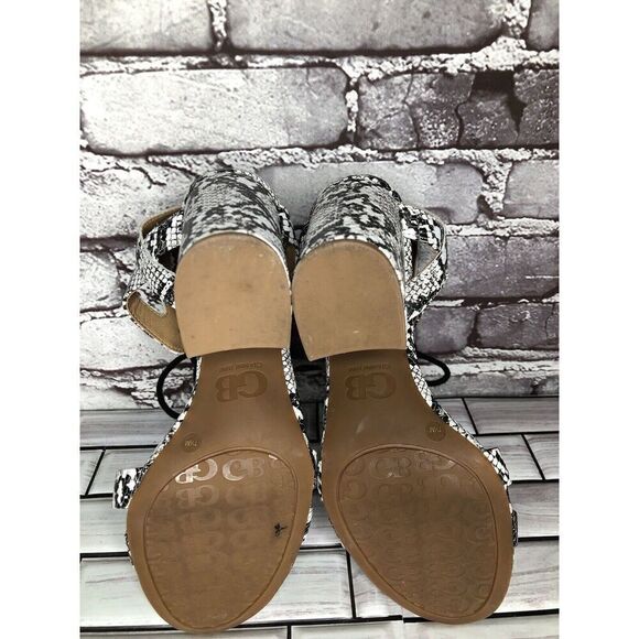 Gianni Bini After Hours White Black Snake Lace Block Heel Sandals Women Sz 7.5M - Picture 15 of 16